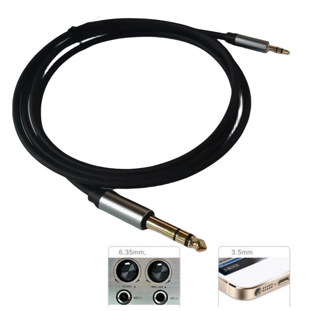 6.35mm 3.5mm Audio Cable Male to Male for Electric Guitar Mixing Console Powered Speaker Electronic Drum Noise Reduction
