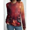 Women's Autumn and Winter 3D Printed Crew Neck Long Sleeve T-Shirt Fashion Versatile Trend Breathable Casual