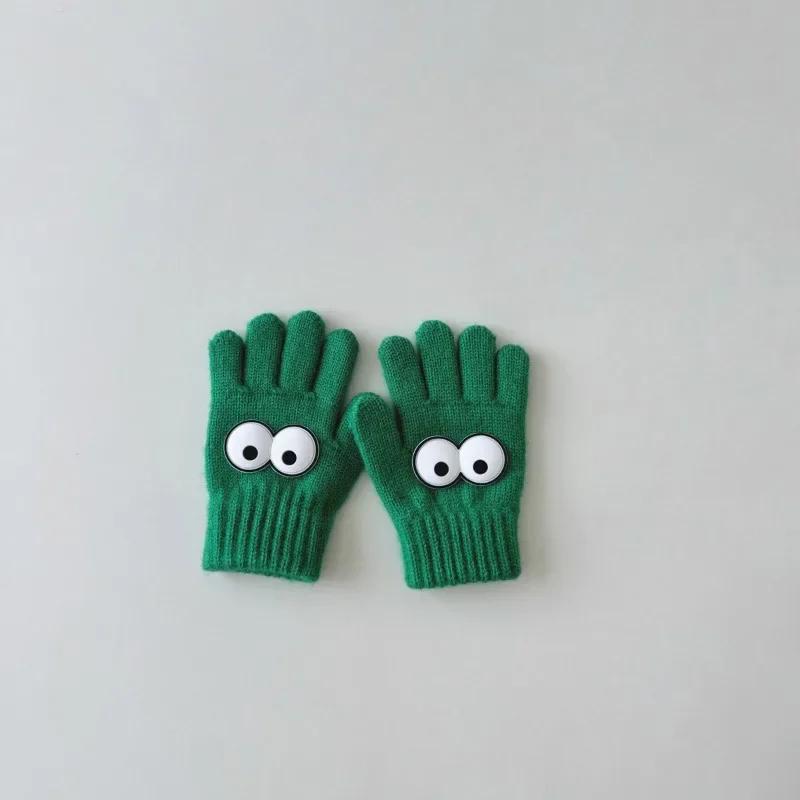 3-7Y Autumn Winter Children's Funny Gloves Autumn Winter Boys and Girls' Fingered Warm Knitted Woolen Five Finger Baby Gloves