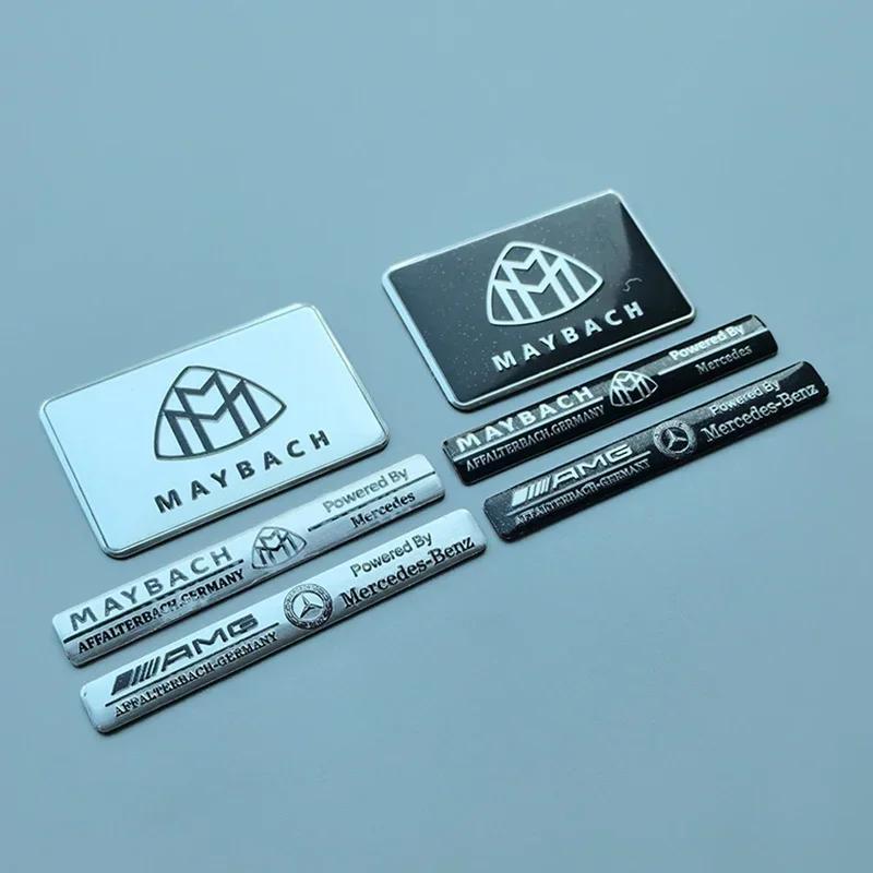For Benz W206Square & Long Thin Aluminium Label Sticker Car Emblem for Mercedes Benz Maybach AMG Star Wheat B Badge Logo Black Silver