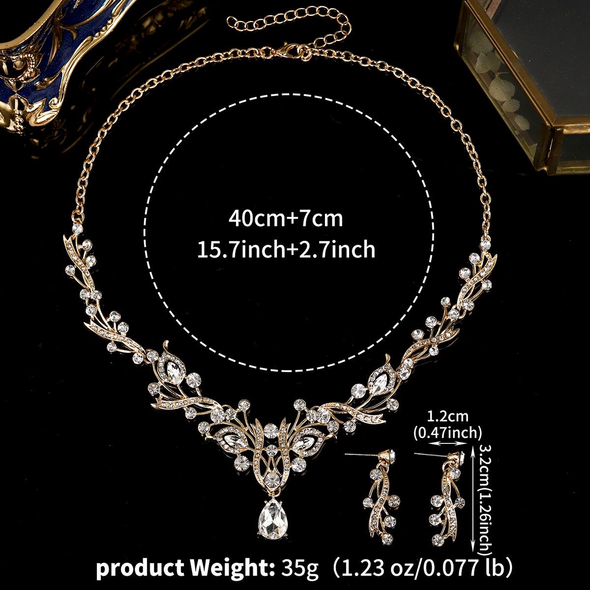 Элегантный свадебный набор украшений со стразами: Ожерелье и серьги