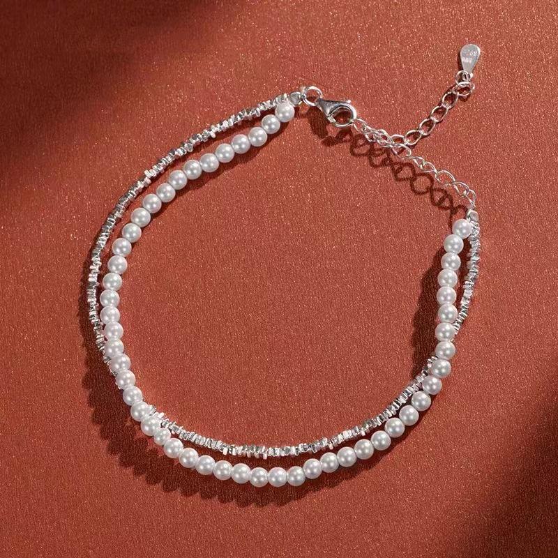 Women s Double Layer Crushed Pearl Necklace & Bracelet: Korean Fashion Clavicle Chain Accessories