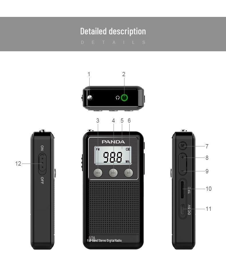 Panda 6204 Portable Full Band Radio for Seniors