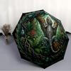 Jungle Lizard Emblem Pattern Umbrella, Portable and Foldable Design, 8 Ribs, a Casual Accessory for Halloween, Christmas, and Birthday Gifts.