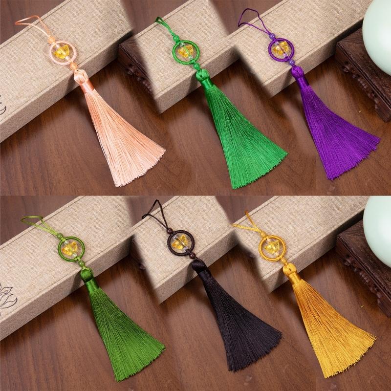 Set of 6Pcs 10cm Lucky Tassels Keychain Holder Wealth Symbol Polyester Fringe for Bag Decoration Jewelry Making