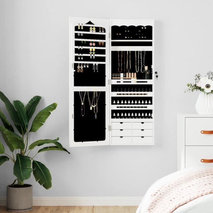 VidaXL Armoire à bijoux avec miroir murale blanc 37,5x10x106 cm 353226