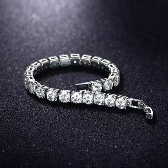 6mm Zircon Rock Candy Tennis Bracelet - Single Row Casual Bangle for Qixi Valentine's Day