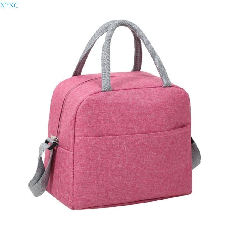 

X7XC Portable Lunch Bag Insulated Bento Bag for Women Men Lunch Bag Dinner Container рожевий червоний колір