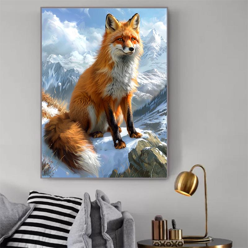 5d DIY Diamond Painting Cross Stitch Snow Mountain Fox Diamond Embroidery Mosaic Animal Full Round Drill Home Decor Arts