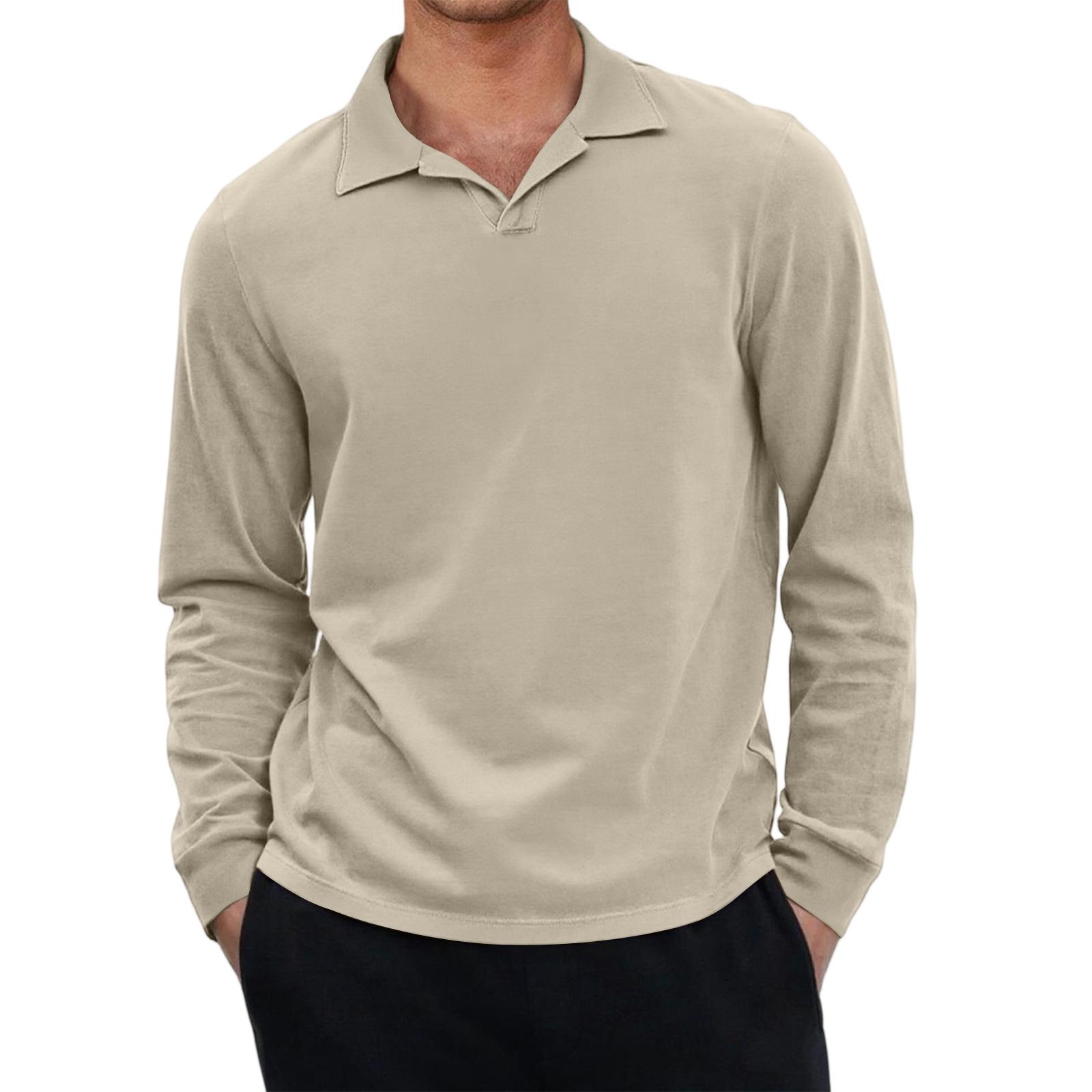 

Men s Casual Retro Small V-neck Long-sleeved Top XXXL