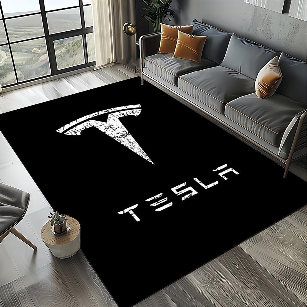 

3D T-Tesla Car Sign Carpet Rug for Living Room Bedroom Home Sofa Decoration,kids Play Non-slip Floor Mat Christmas Gift 40x60cm( 15x23in )