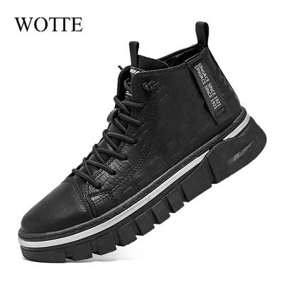 Herren Stiefeletten Outdoor Leder Herbst Frühling Rutschfest Reißverschluss Walk Männlich Lässig Flache Schuhe Schwarze Sneaker Mode Bequem
