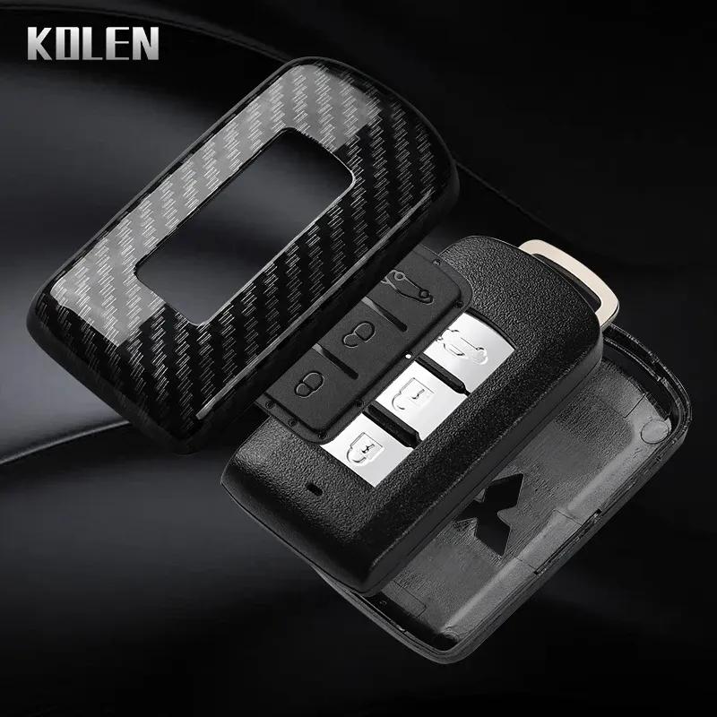 ABS Carbon Fiber Style Car Key Case Cover For Mitsubishi Xpander Outlander ASX Pajero Eclipse Cross Montero Protected Shell Fob