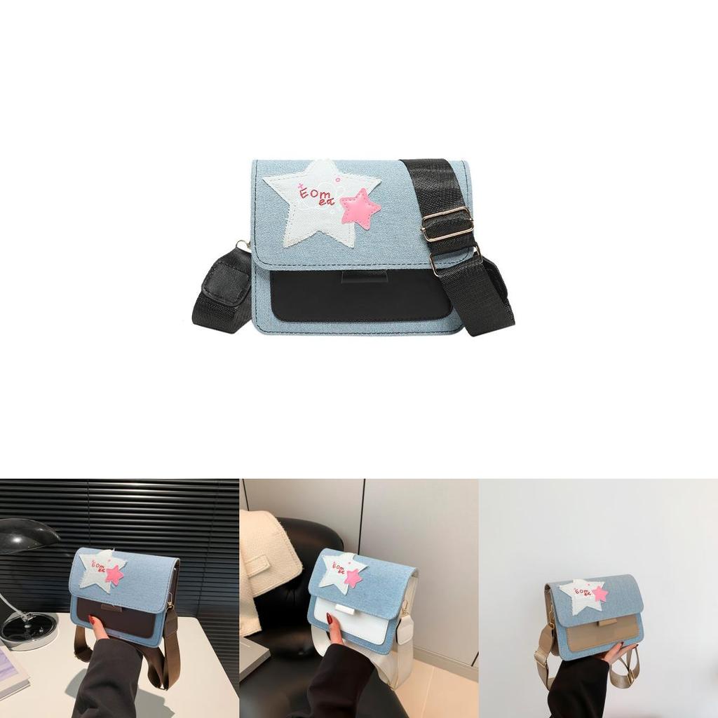Stylish Summer Patchwork Women's Bag 2024 Trendy Denim Star Crossbody Shoulder Bag