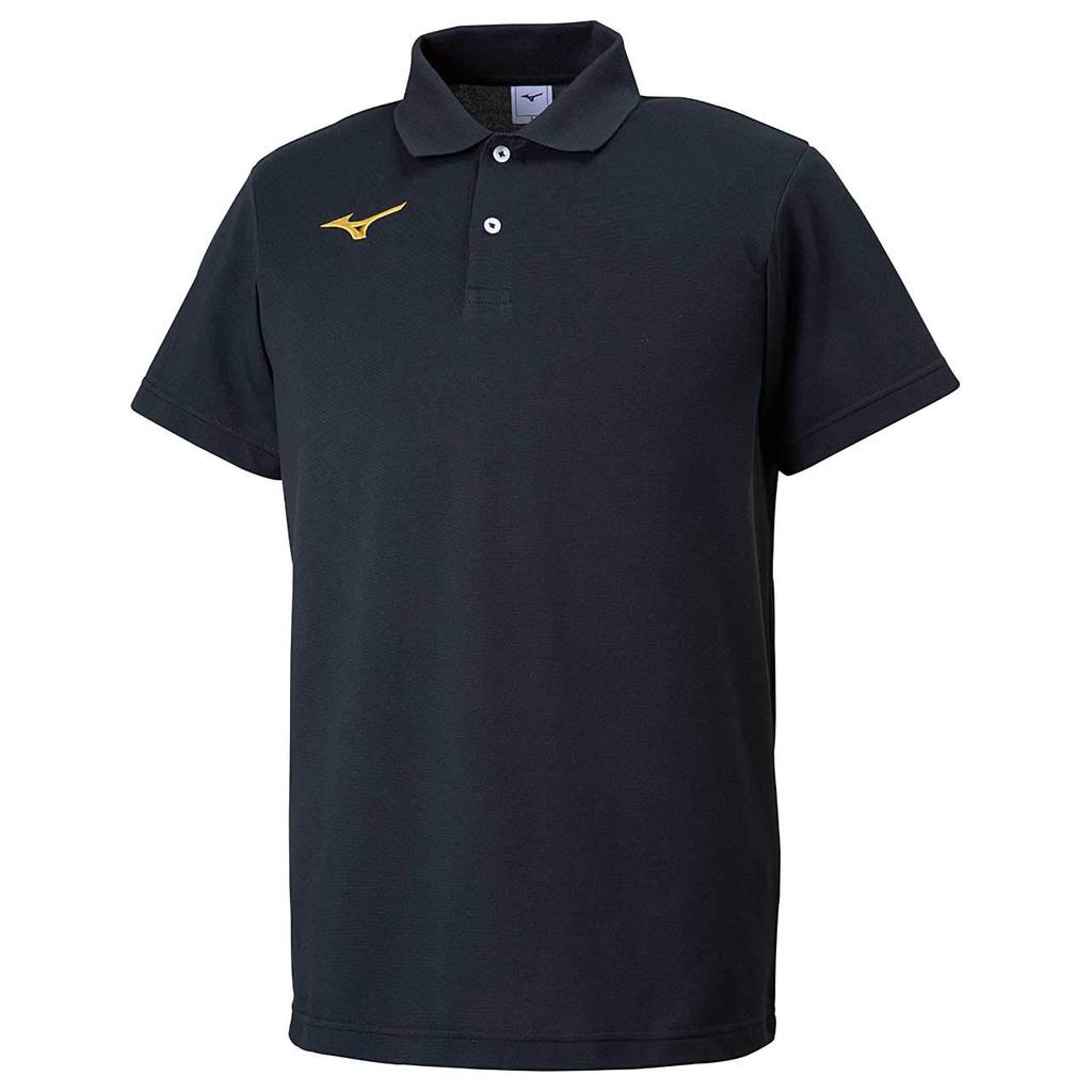 Mizuno Training Wear Polo Short Black x Size L Size Shirt, Sleeve, Standard, 32MA9195, Gold, (Japan L)
