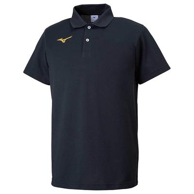 Training Wear Polo Short Black X Size L Size Shirt, Sleeve, Standard, 32MA9195, Gold, (Japan L)
