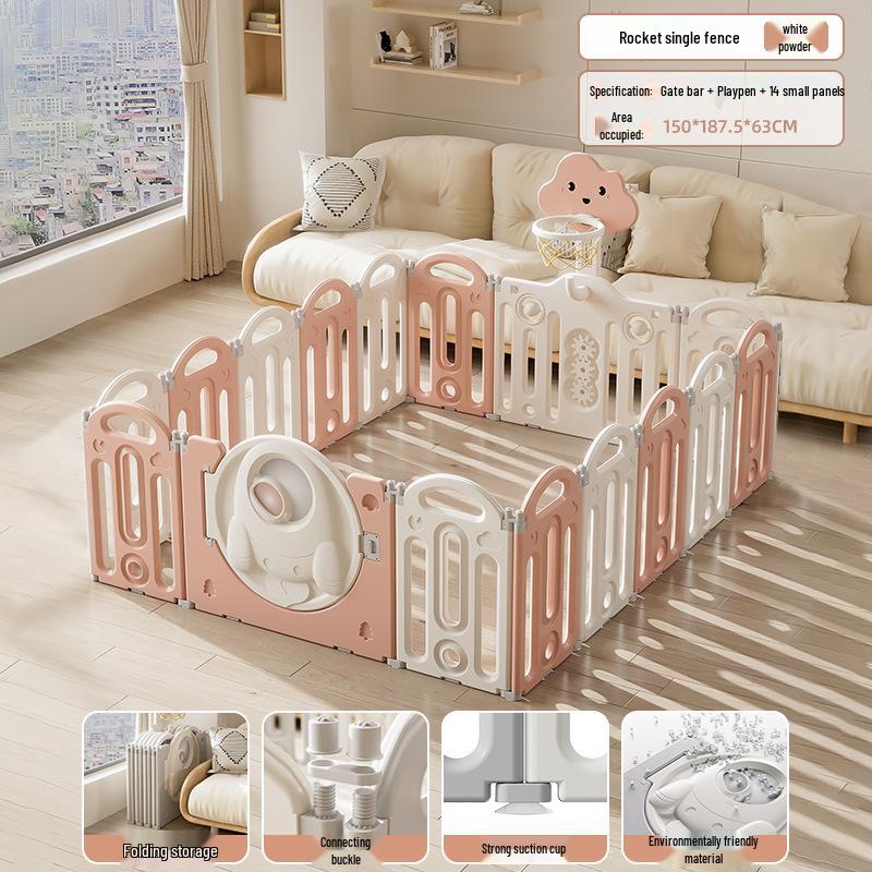 Stackable Baby Basketball Play Fence with Crawling Mat - Indoor Child Safety Solution for Living Room