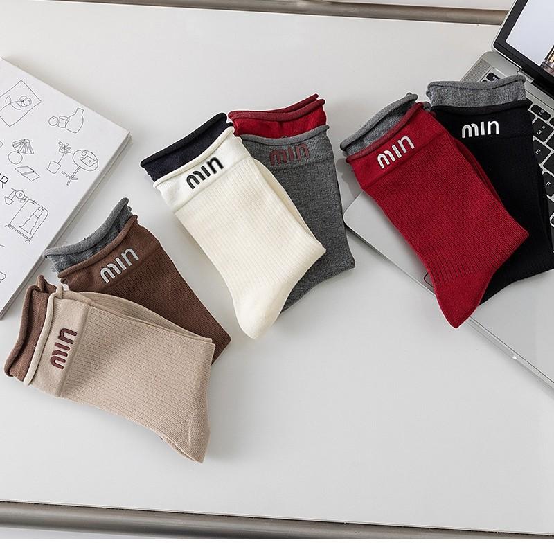 Ankora Rote Herbst- und Wintersocken bis zur Wade, vielseitige, lässige Trend-Damensocken