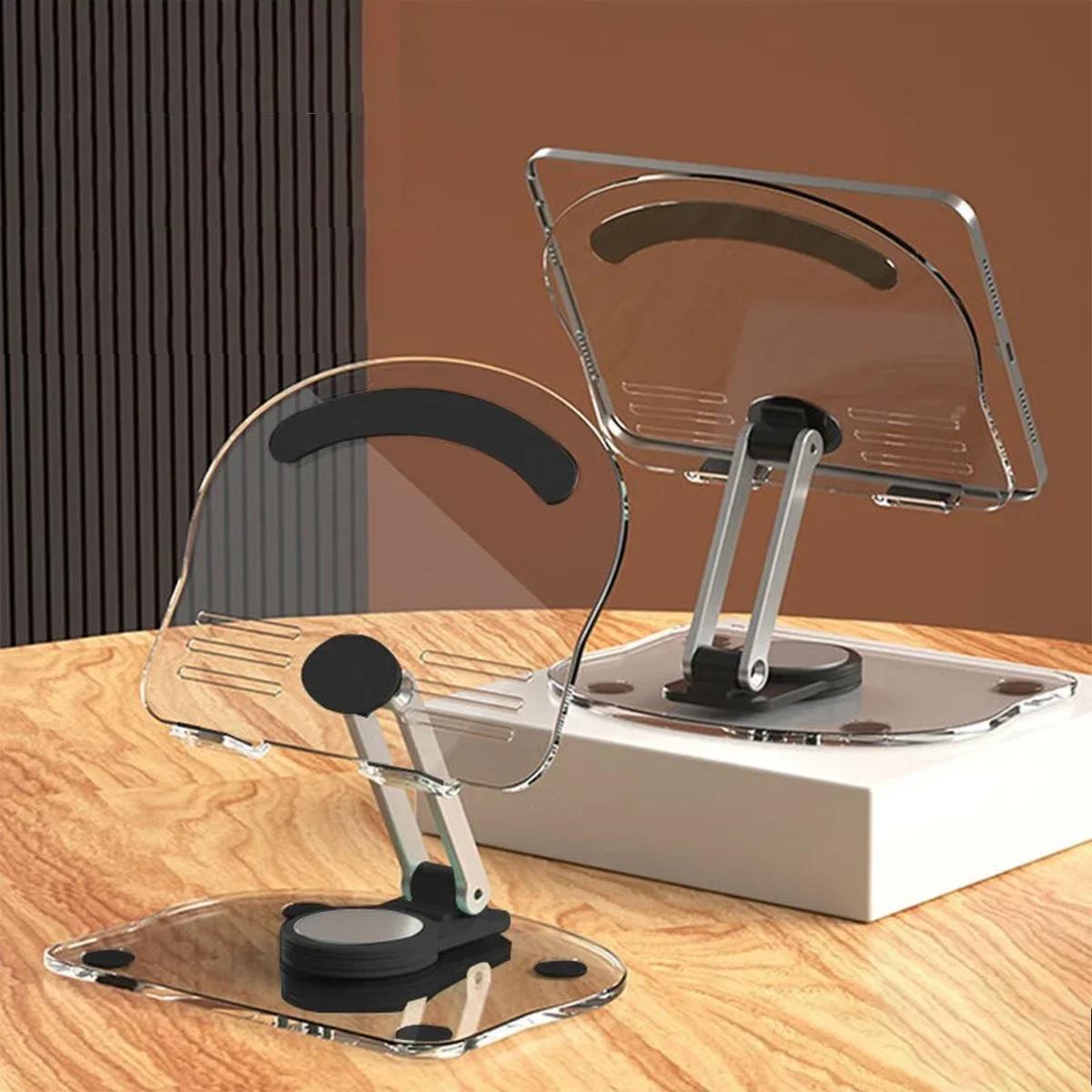 

Настольная подставка для планшета с вращением на 360° Подходит для iPad Pro 9.7 Air 4 5 Mini 6 11 Mi Pad Прозрачная акриловая настольная подставка для телефона чёрный