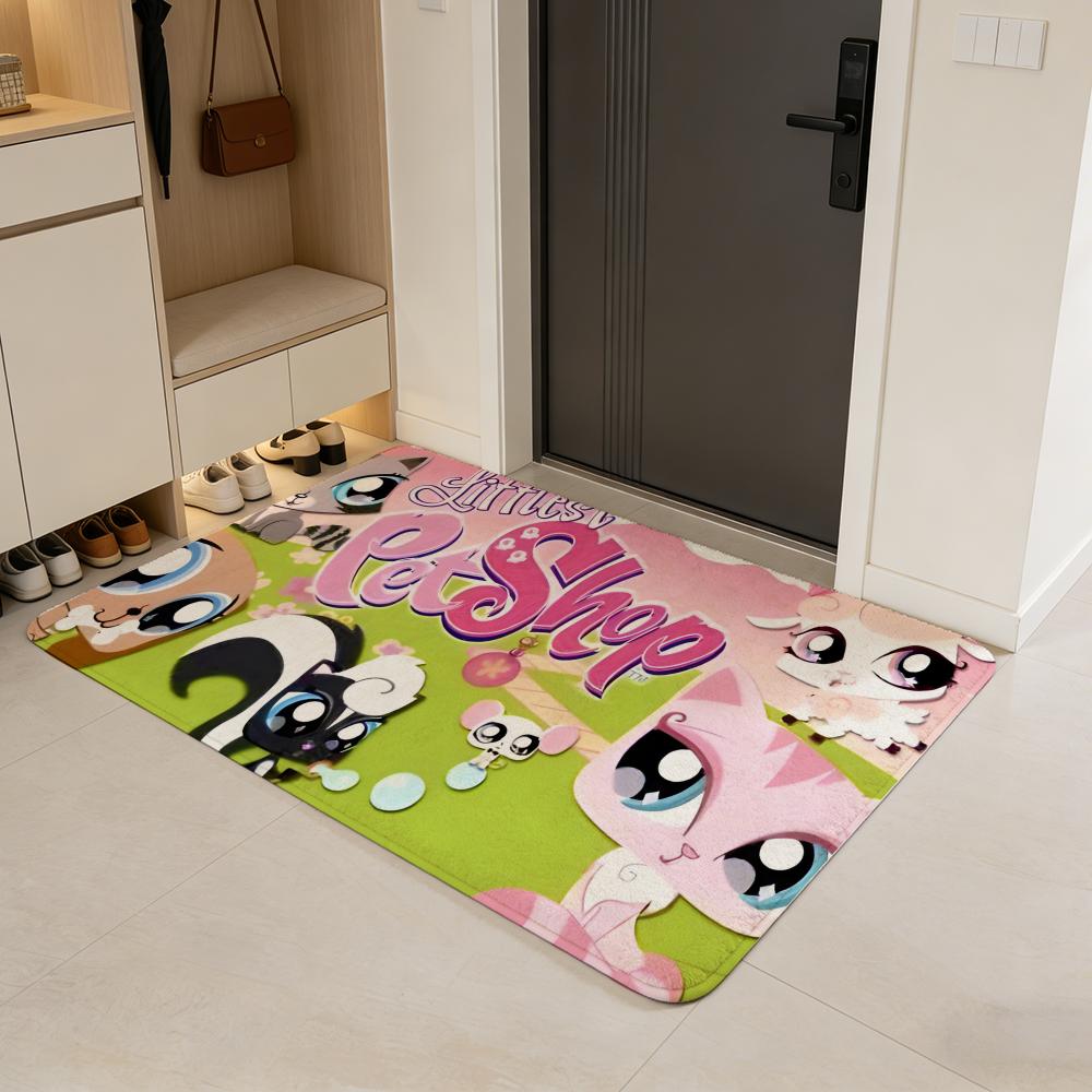 

toy L-Littlest Pet Shop Floor Mat Flannel Door Mat Non-Slip Absorbent Washable Indoor Home Rug 40x60cm