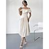 2026 Summer New Elegant Exquisite Romantic Wedding Ball Party One-word Shoulder Irregular Dress Women