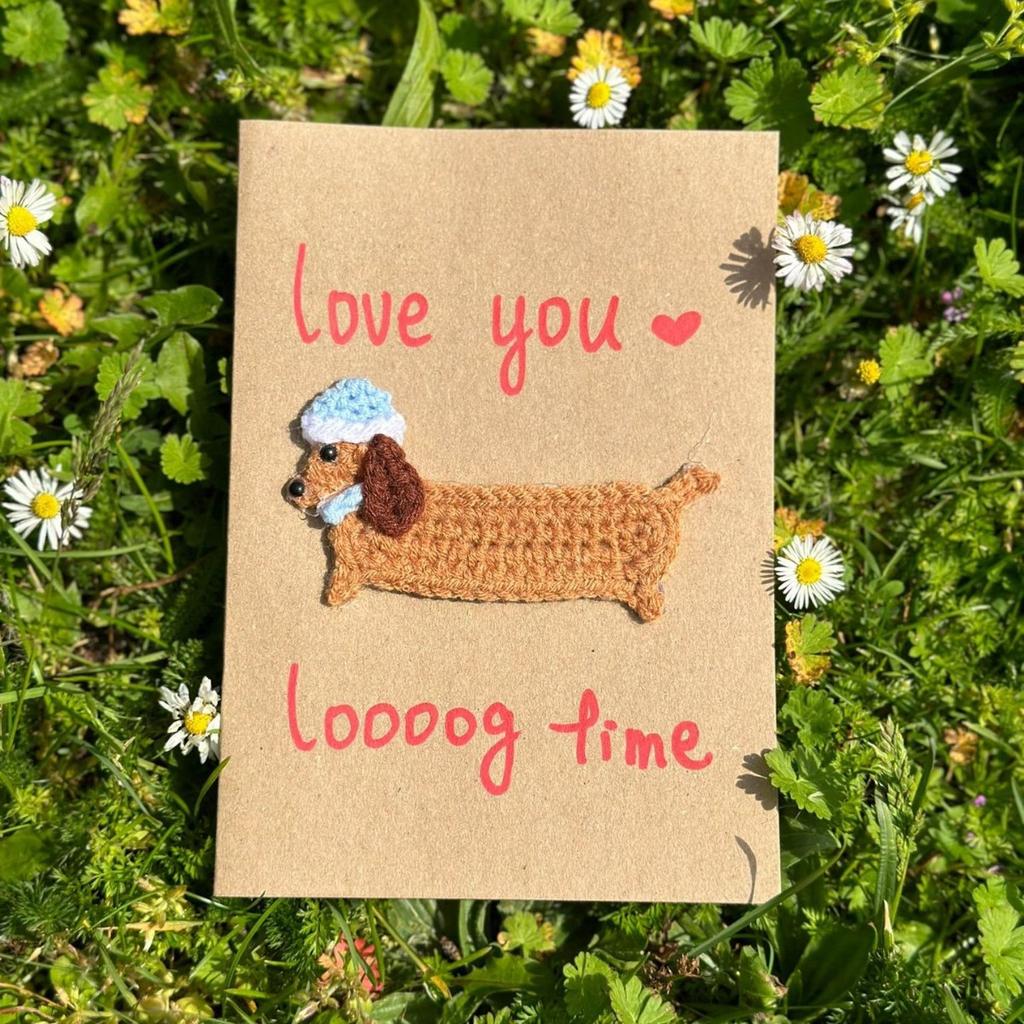 Handmade Crochet Greeting Cards, Cute Amigurumi Card Set For Valentine's Day Birthday Teacher's Day Mother's Day Christmas