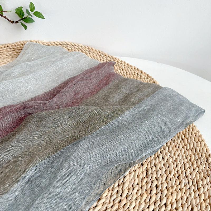 High Quality Japanese Rain And Dew Linen Primary Color Striped Color Matching Scarf, Light And Thin Women'S Breathable Sunscreen Silk Scarf