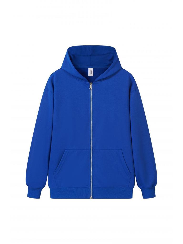 Unisex Frottee-Strickjacke mit Stickerei (Fisch), Reißverschluss und Taschen - Lockere Passform für Herbst/Winter-Sport.