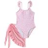 Girls Two Piece Swimsuit Set One Piece Swimsuit with Adjustable Straps and Ruffle Detail Cover Up Skirt Lightweight Quick Dry Swimwear