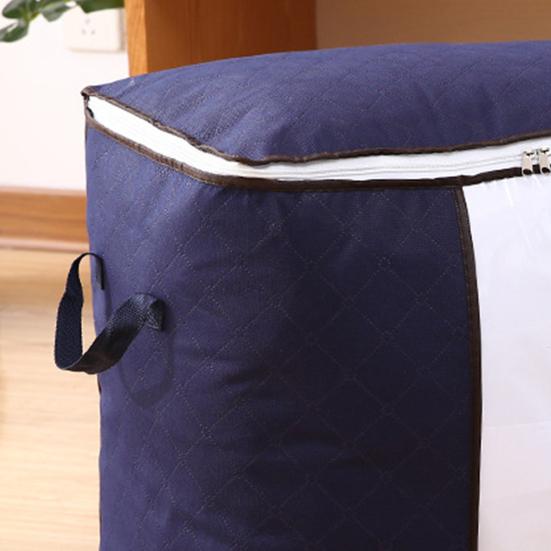 Quilt Storage Bag Foldable Large Capacity Non-woven Fabric Two-way Zipper Clothes Storage Bin for Wardrobe
