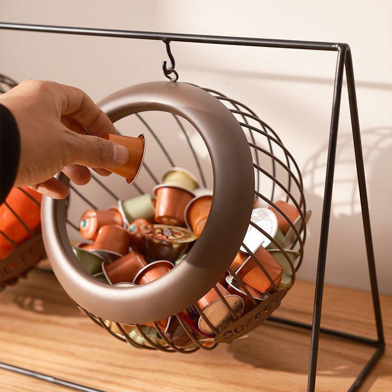 Wrought iron fruit basket can be hung shelf living room coffee table snack storage basket tabletop swing storage tray