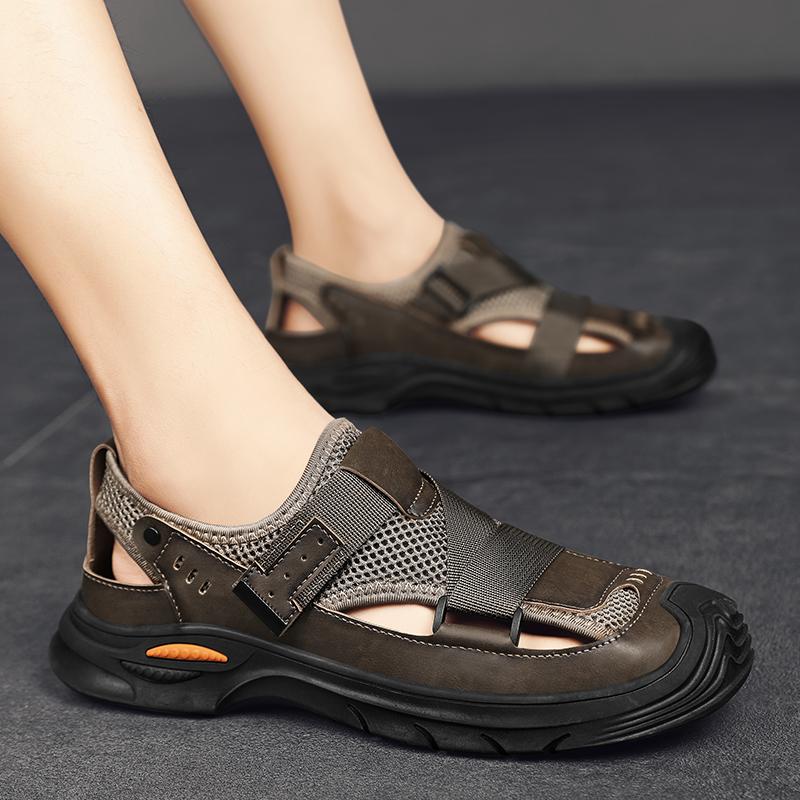 Fashion Summer Men Sandals fashion Genuine Leather Men Slippers outdoor Gladiator Men Beach Sandals Soft Comfortable men Wading Shoes