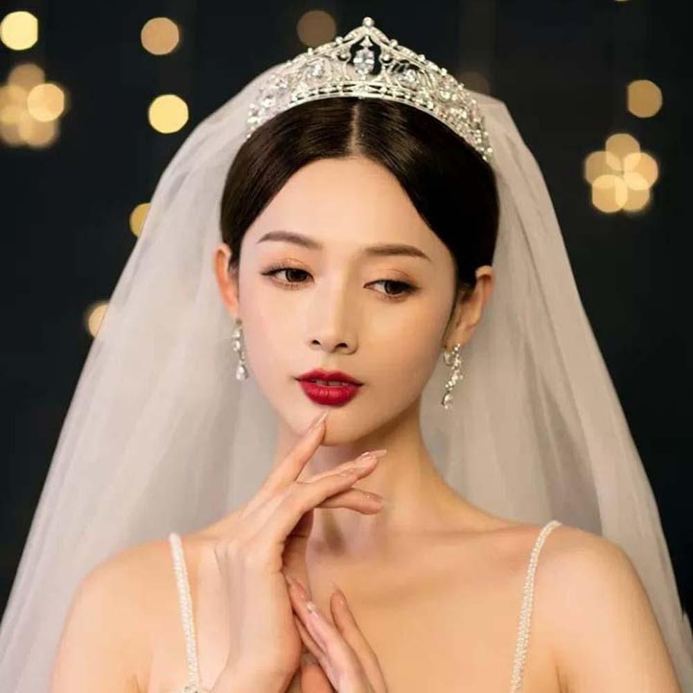 Elegant Crown Hair Accessory Vintage Princess Rhinestone Tiara Bride Silver Crown Party
