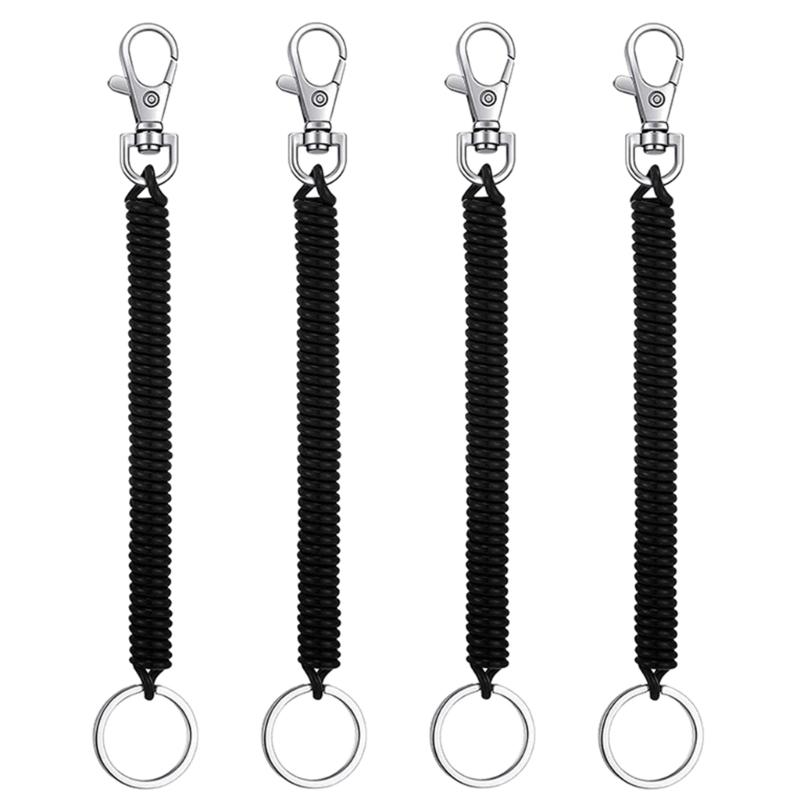 Stretchy Spirals Keyring, Retractable Keychains Coil Spring Keychains Nickelplate Key Hook Color Keychains for Backpacks
