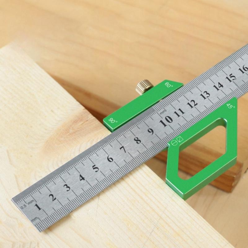 Carpentry Woodworking Ruler Aluminum Positioning Block Center Finder 45/60/90 Degree Angles Scriber Line Marking Gauge