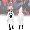 Bílý kostým Ducha pro děti s elegantními rukavicemi, ideální pro halloweenské oslavy