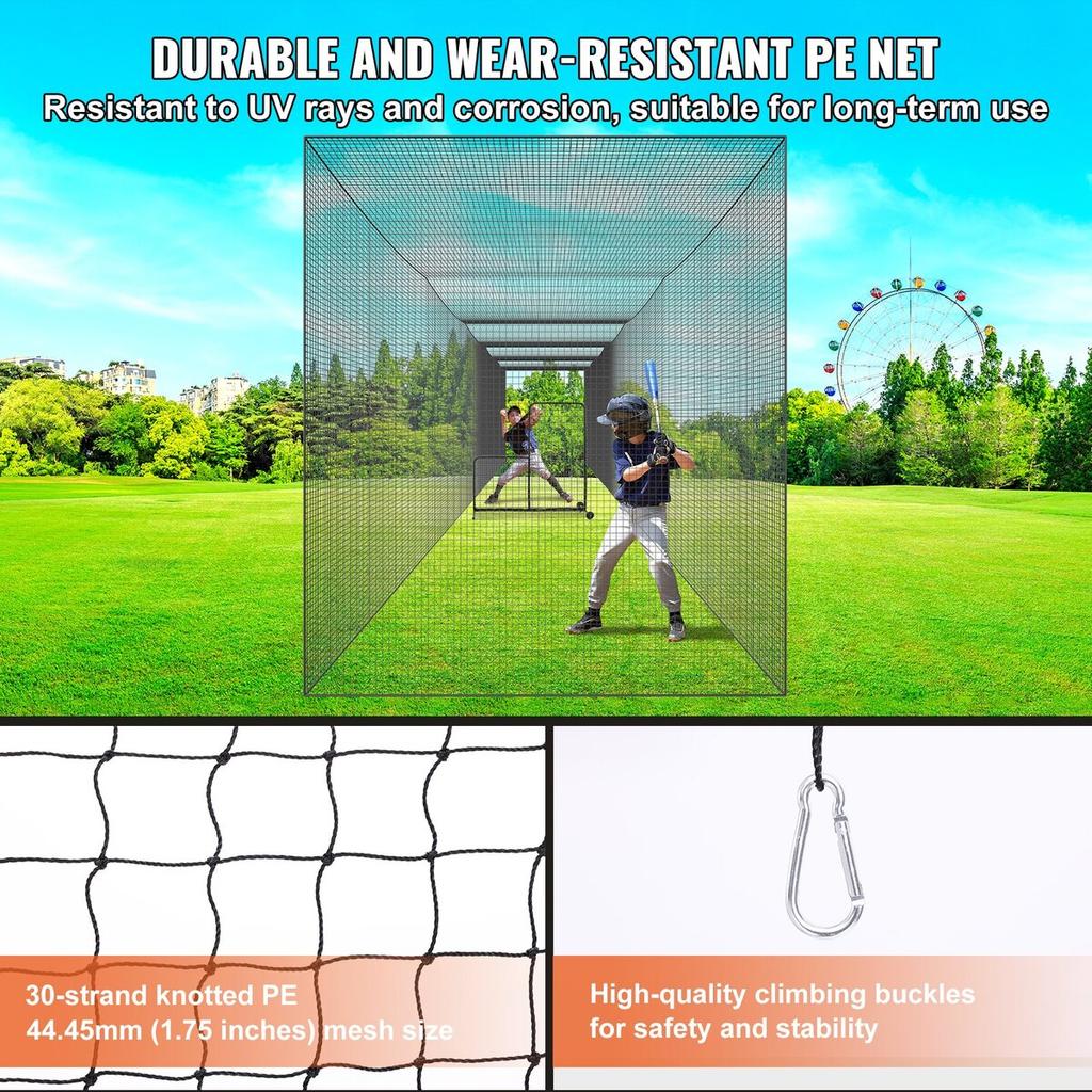 Baseball Batting Netting, Professional Softball Baseball Batting Hitting Training Net, Practice Portable Pitching Cage Net with Door & Carry Bag,