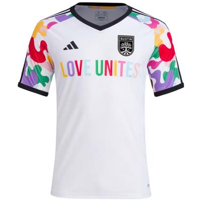 adidas Austin Fc Pride Pre-Match Jersey Letter Print Crew Neck Color Block Short Sleeve T-Shirt Men Tops White IN9203