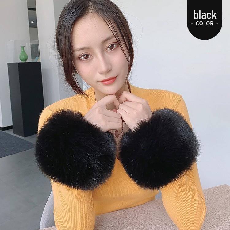 Fluffy Faux Fox Fur Windproof Wrist Warmers