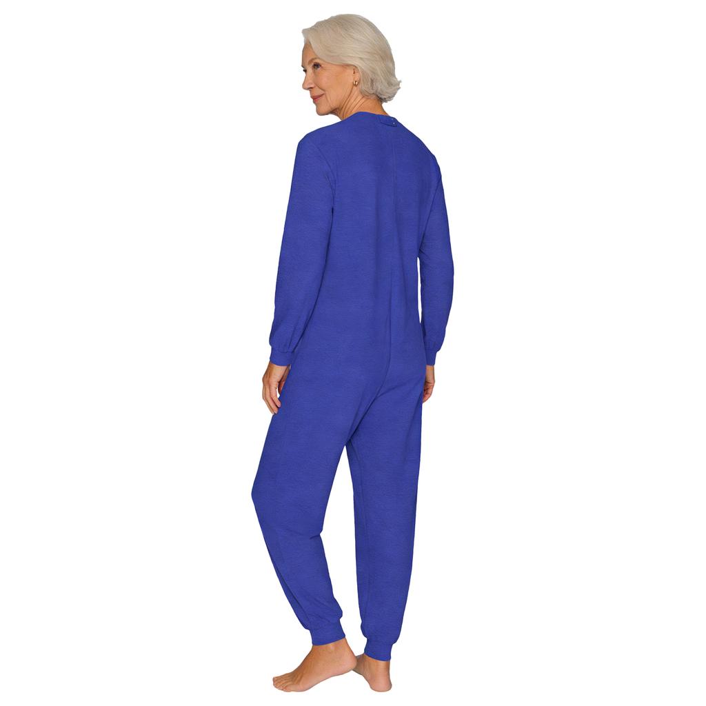 Unisex Anti-Strip Adaptiver Overall Rundhalsausschnitt Langarm Reißverschluss hinten Lange Hose Einteiler Strampler
