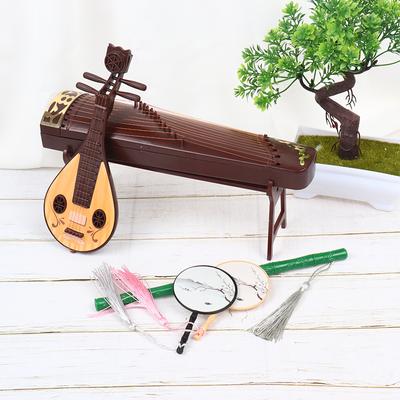 Miniaturowy Domek dla Lalek Składany Parawan Flet Lutnia Guzheng Wachlarz Ozdoba Scena z Życia