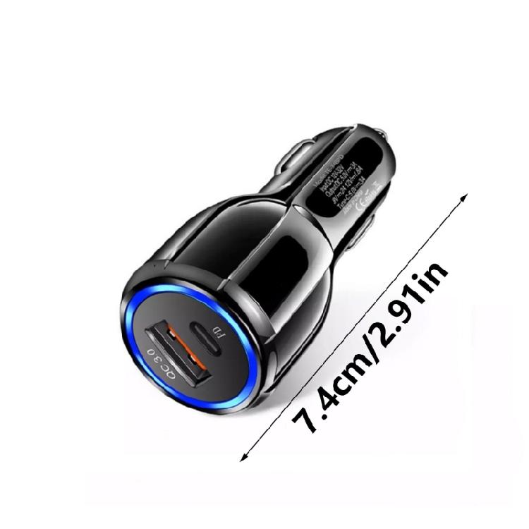 Total 30W Intelligent Car Charger 2-Port Rapid Car Charging Solution Car Fast Charging Adapter Support QC3.0 Charging