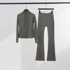 LU Womens Hooded Jacket Flared Pants Set Define Slim Fit Yoga Activewear