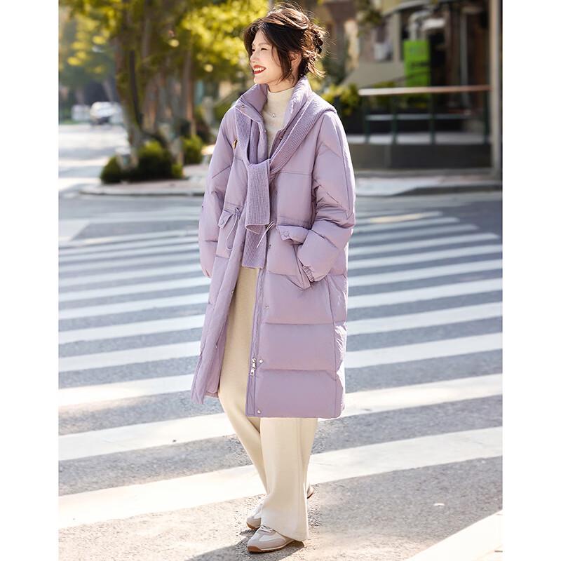 

Sishui Nianhua Women s Elegant Mid-Length Down Jacket with Shawl Hood M