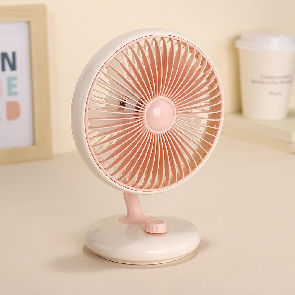 Retro USB-Powered Silent Desk Fan with Stepless Speed Control and Portable Brushless Motor