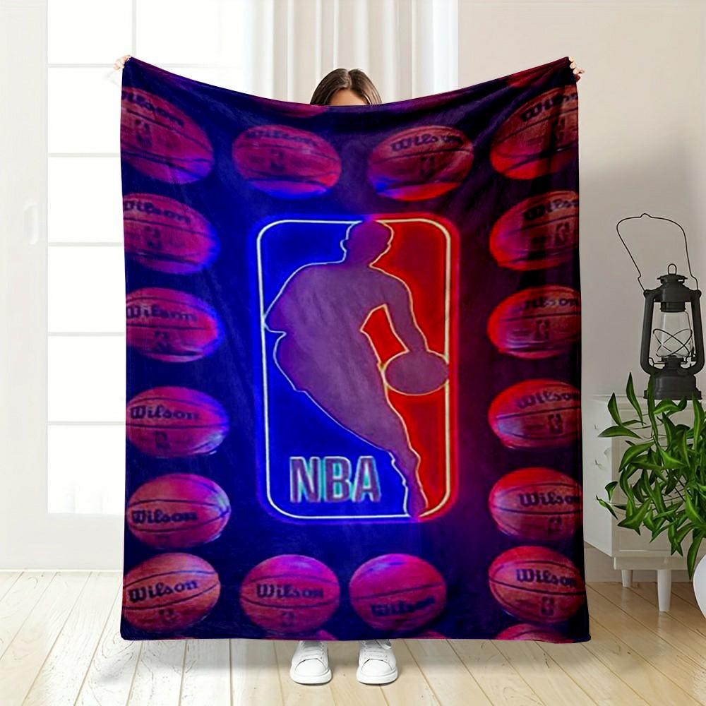NBA Logo with Basketballs Design Flannel Blanket for bedroom, living room, sofa, and nap sofas.