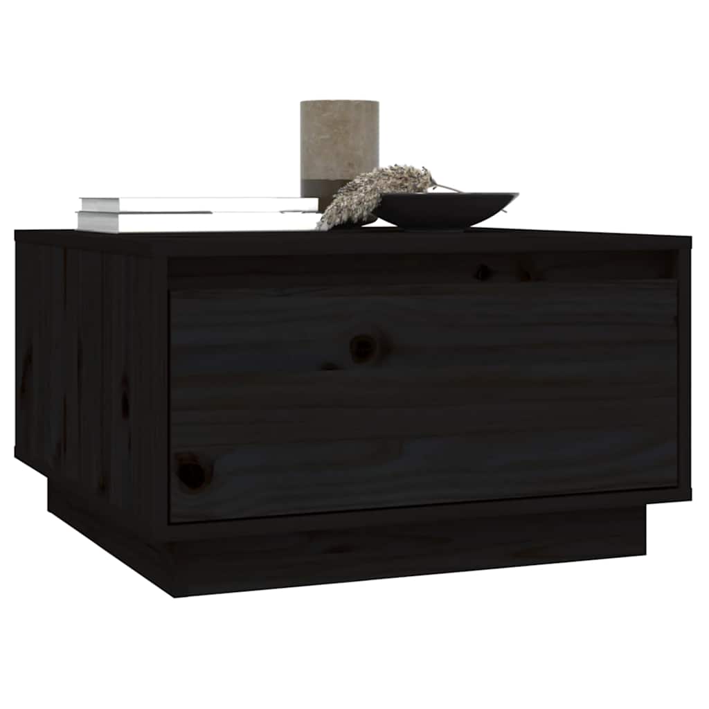 Vidaxl Stolik Kawowy, Czarny, 55X56X32 Cm, Lite Drewno Sosnowe