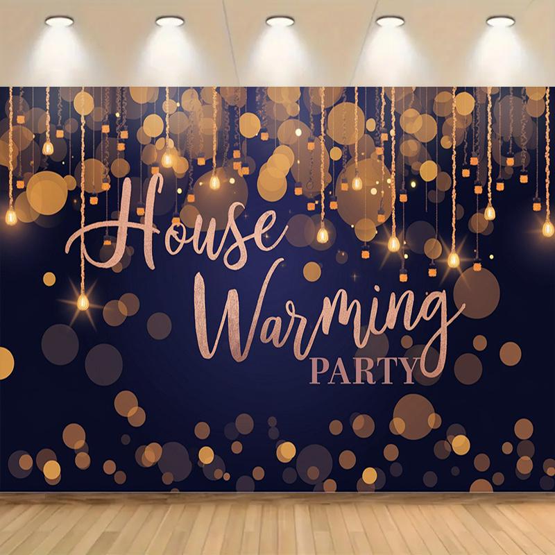 1 black and gold housewarming party background - polyester banner, golden bokeh design and festival, home decoration
