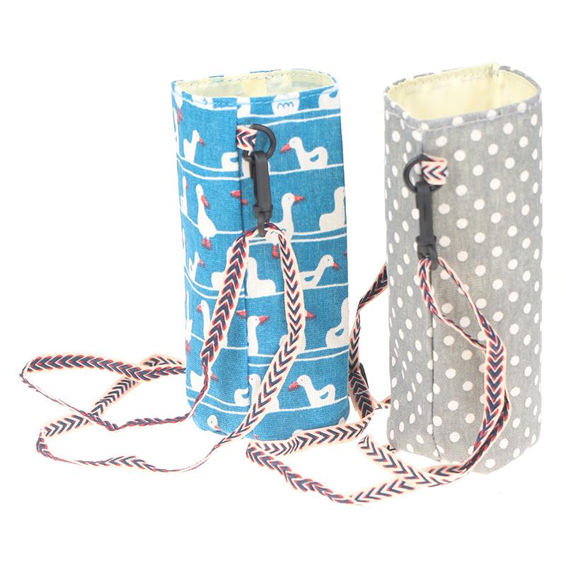 Fashion Cup Storage Bag Cotton Linen Cup Cover Canvas Water Cup Bag Portable Shoulder Bottle Cover Bag Tea Cup Holders