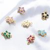 Temperament Light Luxury Copper Inlaid With Colored Diamonds Five-Petal Flower Hand Brand Personalized Diy Bracelet Necklace Flower Petal Connector